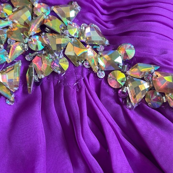 Clarisse Berry High Low strapless Prom Gown with Gemstones 9/10 - Picture 6 of 16